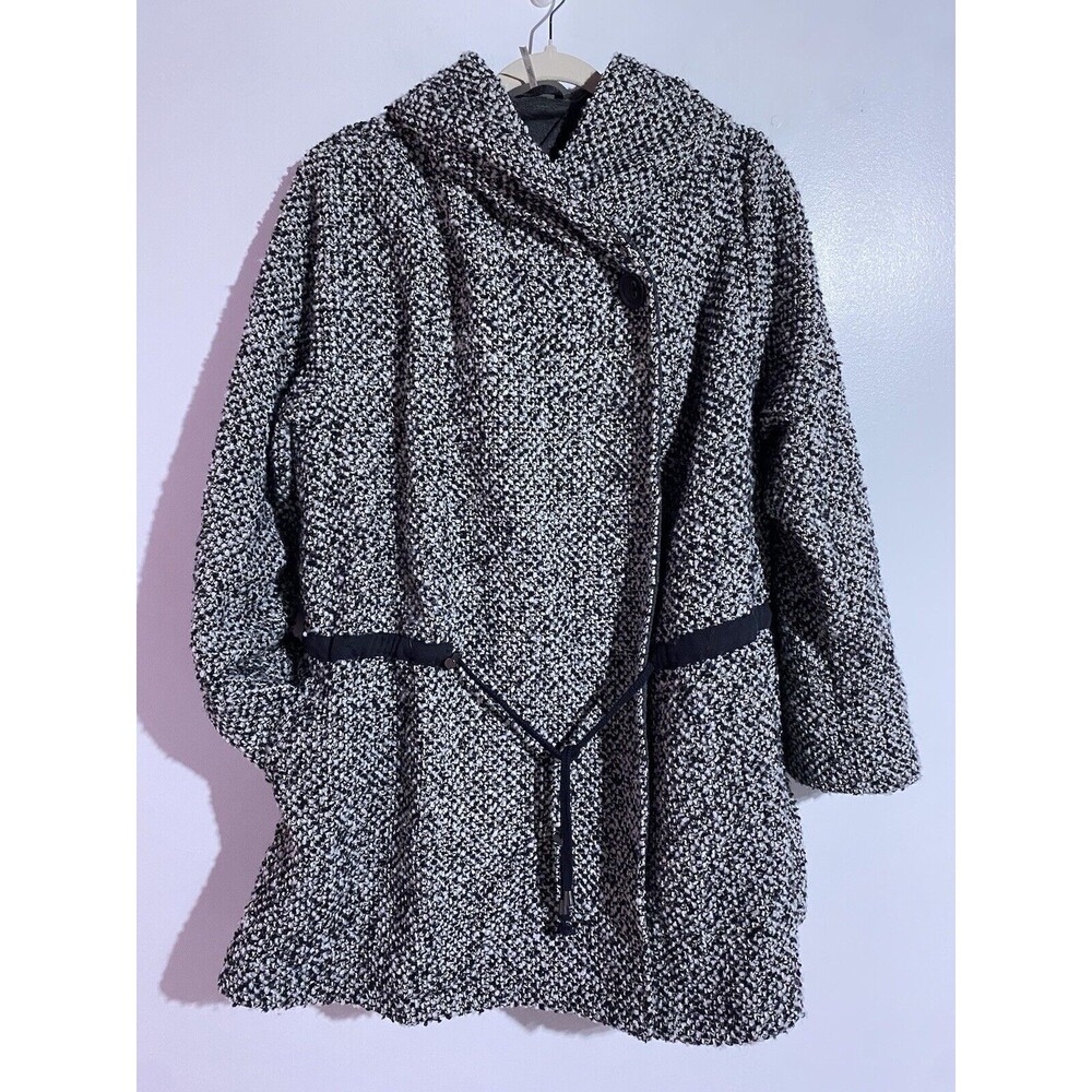 Free People Black and White Textured Coat